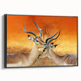 Black and white framed canvas of a Namibian landscape, ideal for bedroom wall decor.