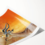 Rolled print featuring a serene Namibian landscape with soft pastel hues, ideal for large living room wall art.