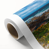 Art deco poster of a stylized African savannah in muted earth tones on rolled canvas, ideal for nursery wall art.