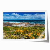 Extra large rolled print of a South African scenery with vibrant floral elements, ideal for dining room wall art.