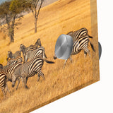 Large abstract depiction of Tanzanian scenery in muted earth tones on acrylic glass, suitable for dining room art.