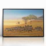Large abstract wall art depicting the Tanzanian landscape in muted earth tones on a framed acrylic.