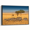 Black and white framed canvas of a Tanzanian landscape, ideal for bedroom wall art.