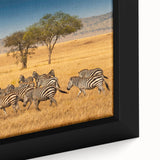 Extra large framed canvas depicting a vibrant, textured African landscape in rich earth tones, ideal for living room decor.