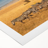 Art deco poster featuring a serene Tanzanian landscape in earth tones on rolled canvas, suitable for dining room decor.