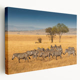 Large art depicting a serene Tanzanian landscape on stretched canvas, with earthy tones, ideal for kitchen wall art.