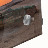 Large abstract acrylic print of a Tunisian landscape in muted earth tones, ideal for dining room art.