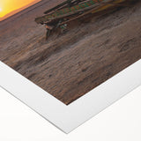 Art deco poster of a Tunisian landscape in muted earth tones on rolled canvas, suitable for dining room decor.