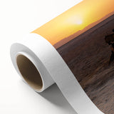 Art Deco style poster of a Tunisian landscape on rolled canvas, featuring earth tones, ideal for nursery wall art.