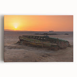 Black and white stretched canvas depicting a Tunisian landscape, ideal for kitchen wall art or bedroom decor.