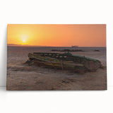 Large black and white stretched canvas of a Tunisian landscape, ideal for kitchen wall art.