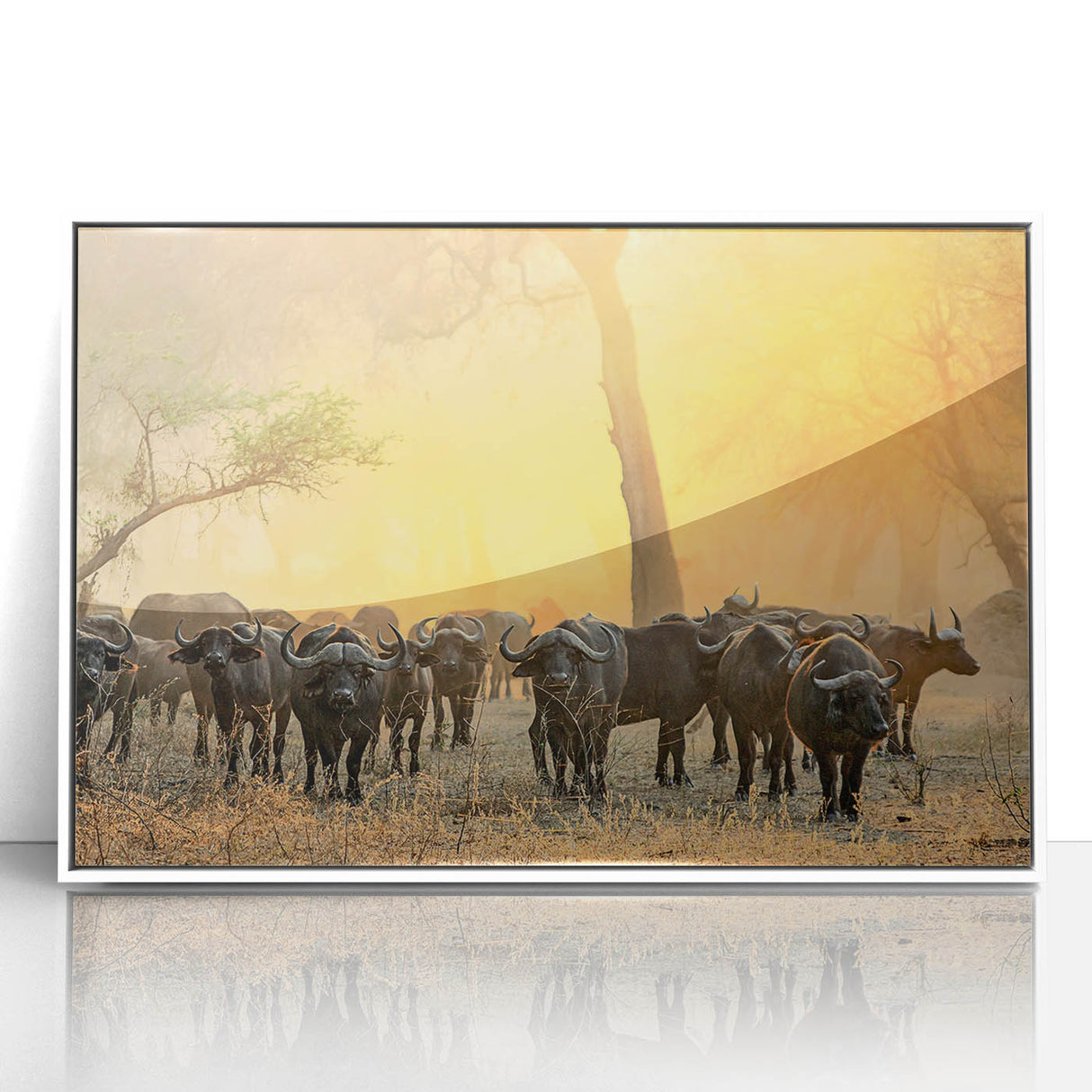 Art deco poster of Zambia scenery in muted earth tones on framed acrylic, suitable for modern nursery wall art.