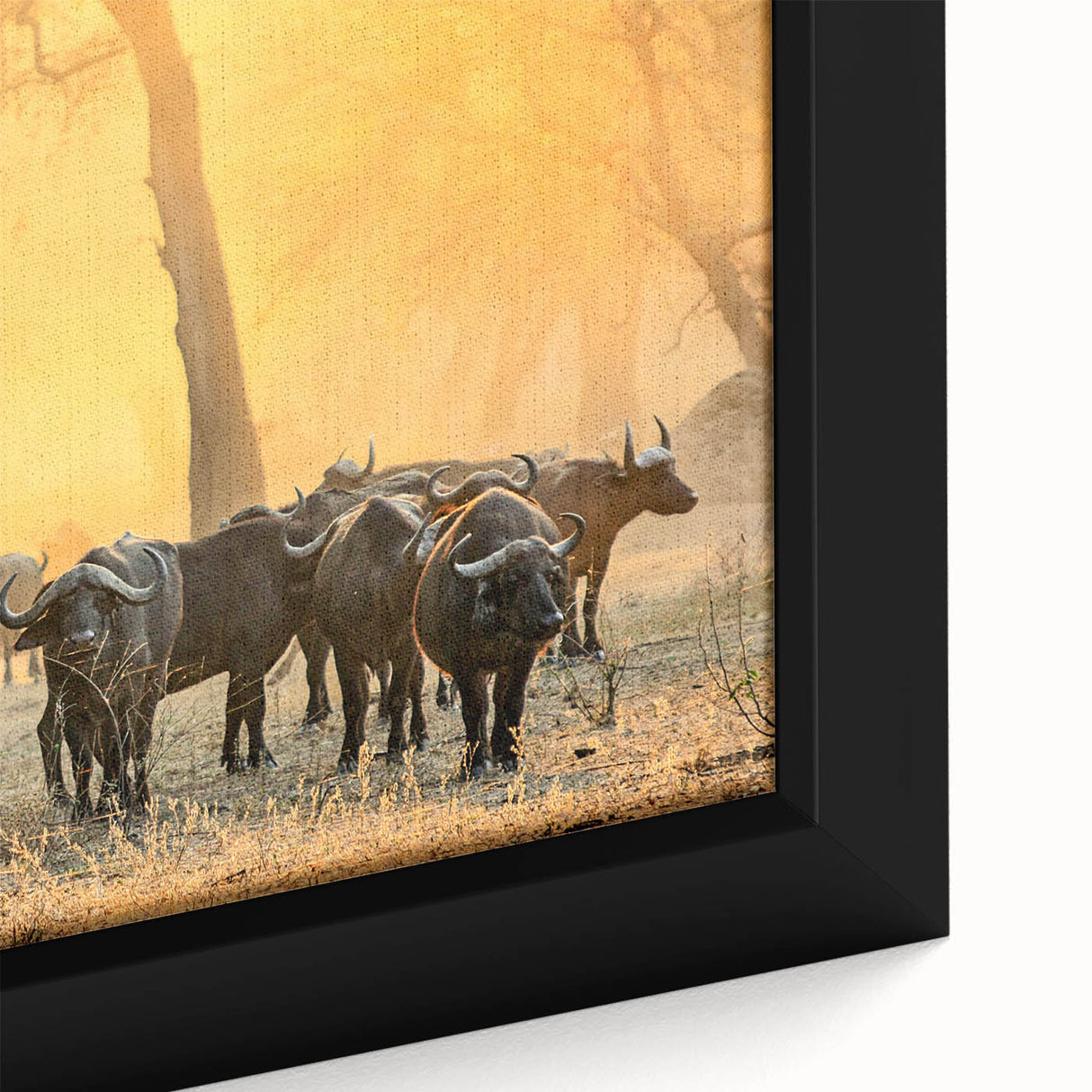 Extra large framed canvas featuring a textured African scenery in vibrant, colorful art tones, ideal for living room decor.