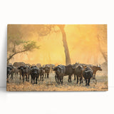 Large black and white canvas print of African scenery, ideal for kitchen wall art.