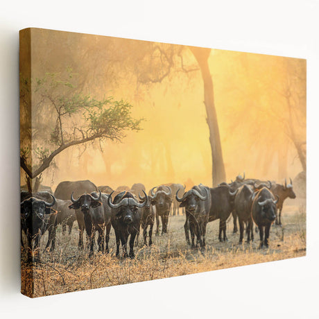 Large canvas print depicting a serene African landscape in earthy tones, suitable for kitchen wall art.