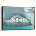 Black and white landscape art painting of Antarctica on framed canvas, ideal for bedroom wall decor.