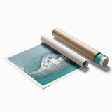 Extra large rolled print of an Antarctic landscape in cool blue and white tones, ideal for classy bathroom wall art.