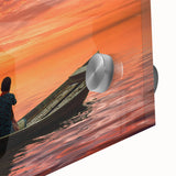 Large abstract wall art depicting a Bangladesh scenery in muted earth tones on acrylic glass, ideal for dining room ambiance.