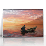 Acrylic print of a Bangladesh landscape in art deco style, featuring muted green and blue tones.