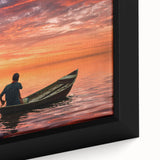 Close-up of a framed canvas featuring a textured, colorful depiction of a Bangladesh landscape, ideal for living room decor.