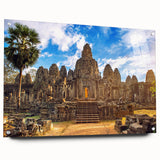 Acrylic glass print of a Cambodian landscape in muted earth tones, ideal for dining room art.
