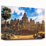 Large abstract acrylic print of Cambodian scenery in muted earth tones, ideal for bedroom or dining room art.