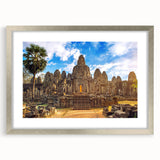 Textured art print of an abstract Cambodian landscape in muted earth tones on a framed canvas, suited for bedroom decor.
