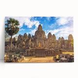 Black and white photographic print of a Cambodian landscape on stretched canvas, ideal for kitchen wall art or bedroom decor.
