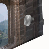 Acrylic print of the Great Wall of China in muted earth tones, ideal for dining room art in a mid-century modernist style.
