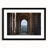 Abstract art print of the Great Wall of China in vibrant, colorful hues on a large textured canvas.
