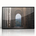 Large abstract wall art depicting the Great Wall of China in muted earth tones, framed in black acrylic.