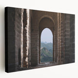 Side view of a large canvas depicting the Great Wall of China in muted earth tones, suitable for kitchen wall art.