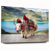 Acrylic print of a Tibetan landscape in muted earth tones, ideal for dining room decor.