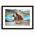Extra large canvas print of abstract, colorful art depicting textured Tibetan scenery, ideal for living room decor.