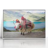 Acrylic print of a Tibetan landscape in muted earth tones, ideal for modern art wall decor.