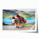 Extra large rolled print of a Tibetan landscape in muted earth tones, ideal for art wall dining room decor.