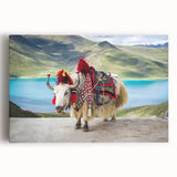 Black and white photo of Tibet landscape on large stretched canvas, ideal for kitchen wall art.