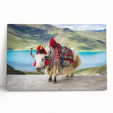 Black and white image of Tibetan landscape on stretched canvas, ideal for kitchen wall art or bedroom decor.