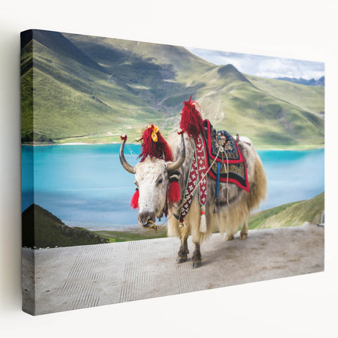 Large canvas print of a Tibetan landscape in muted earth tones, suitable for kitchen wall art.