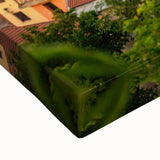 Black and white landscape painting of Georgian scenery on stretched canvas, ideal for bedroom wall art.