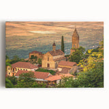 Black and white large art print of the Georgia landscape on stretched canvas, ideal for kitchen wall art.