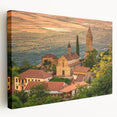 Large canvas print of a scenic Georgian landscape in muted earth tones, suitable for kitchen wall art.