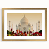 Extra large wall art featuring an abstract depiction of an Indian landscape in textured gold and earth tones on a framed…