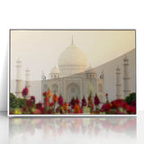 Framed acrylic print of a stylized Art Deco Indian scenery in monochrome shades, suitable for modern nursery decor.