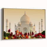 Framed canvas featuring a vintage-style Indian landscape in black and gold tones, ideal for bedroom wall art.