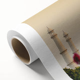 Art deco poster of Indian scenery in vibrant colors on rolled canvas, ideal for nursery wall art.