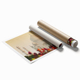 Extra large rolled print of floral art featuring soft pastel shades, ideal for classy bathroom or large living room decor.