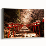 Landscape art painting of a Japanese scene in Kyoto, featuring vibrant colors on a framed canvas.