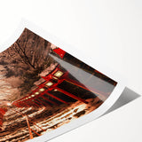 Extra large wall art featuring line art flowers and a scenic Kyoto backdrop on a rolled print.