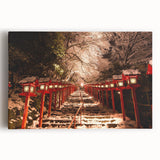 Large black and white stretched canvas of Kyoto scenery, ideal for kitchen wall art.